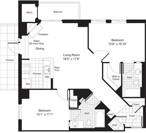2 beds, 2 baths, 1,012 sqft, $3,298, Unit 1017