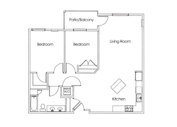 2 beds, 1 bath, 1,069 sqft, $1,407