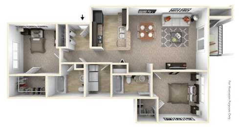 2 beds, 2 baths, 1,015 sqft, $1,625