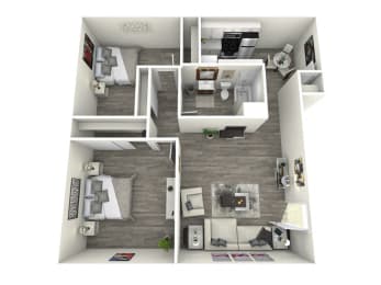 a 3d floor plan of 2x1