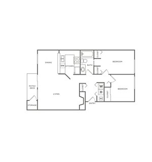 2 beds, 1 bath, 871 sqft, $1,663