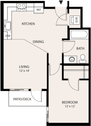 1 bed, 1 bath, 617 sqft, $1,481