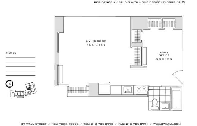 1 bed, 1 bath, 588 sqft, $3,725, Unit 21K