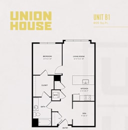 1 bed, 1 bath, 805 sqft, $2,751