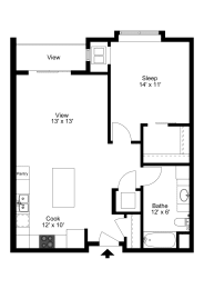 1 bed, 1 bath, 823 sqft, $1,644