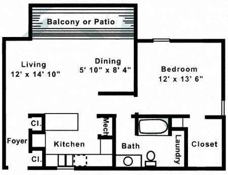 1 bed, 1 bath, 735 sqft, $1,098