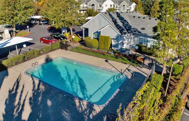 ariel view of pool Aloha Oregon Quatama Village Apartments 