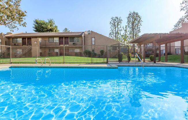 a blue pool of water