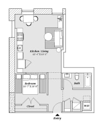 1 bed, 1 bath, 717 sqft, $1,265