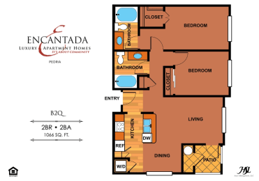 2 beds, 2 baths, 1,017 sqft, $1,481