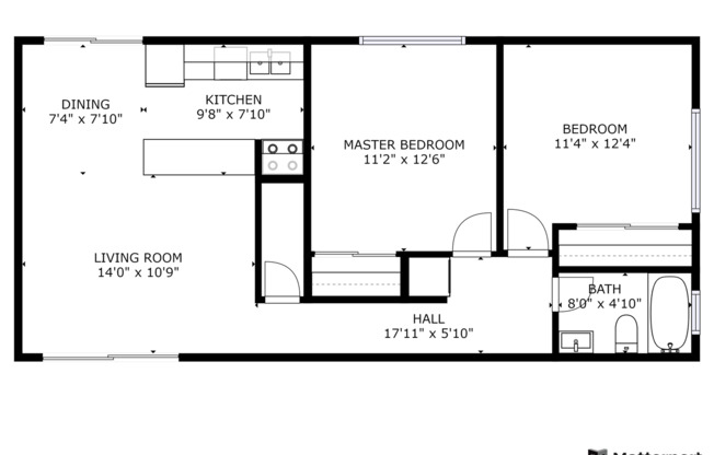 2 beds, 1 bath, 800 sqft, $1,560, Unit 1714-8