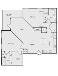 2 beds, 2 baths, 1,280 sqft, $1,410