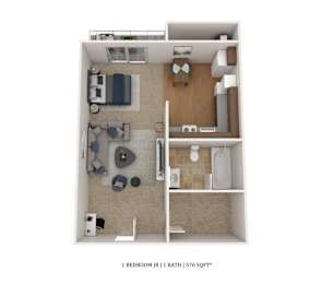 1 bed, 1 bath, 576 sqft, $1,490
