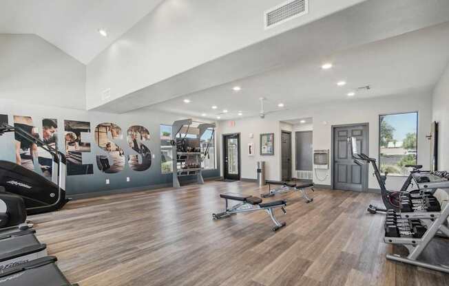 the preserve at ballantyne commons fitness room with treadmills and weights