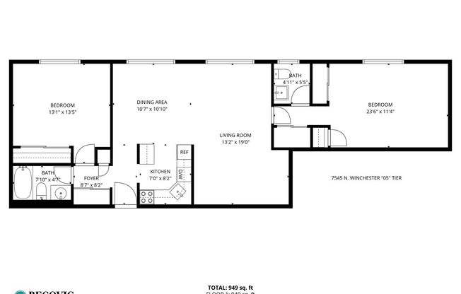 2 beds, 1.5 baths, 819 sqft, $2,260, Unit 305