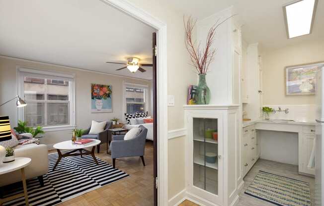 Kitchen And Living Area at Malloy Apartment Homes, Washington