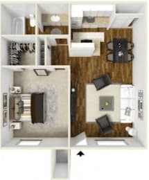 1 bed, 2 baths, 625 sqft, $1,210