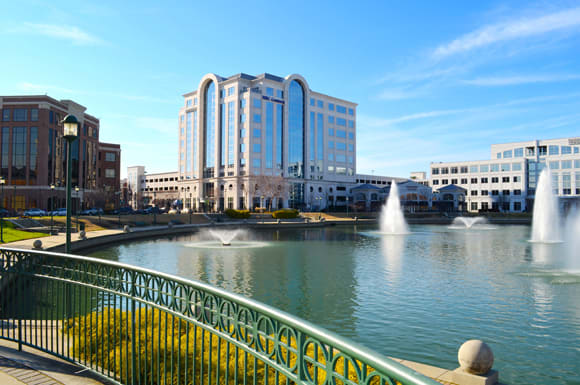 City Center fountain and office buildings