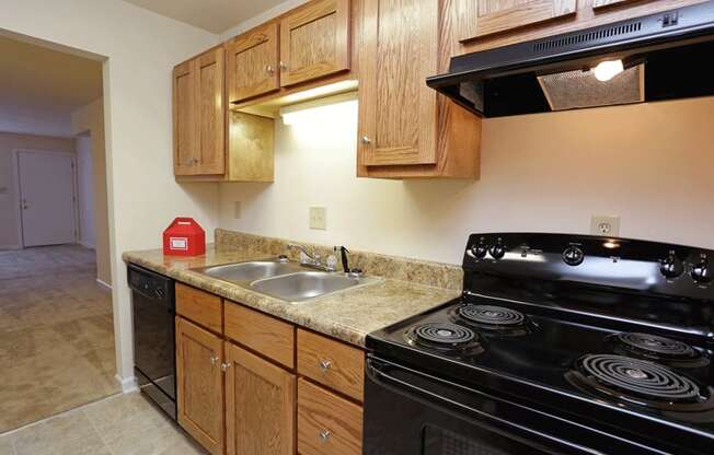 Kitchen with black appliances