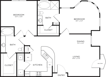 2 beds, 2 baths, 1,200 sqft, $1,809
