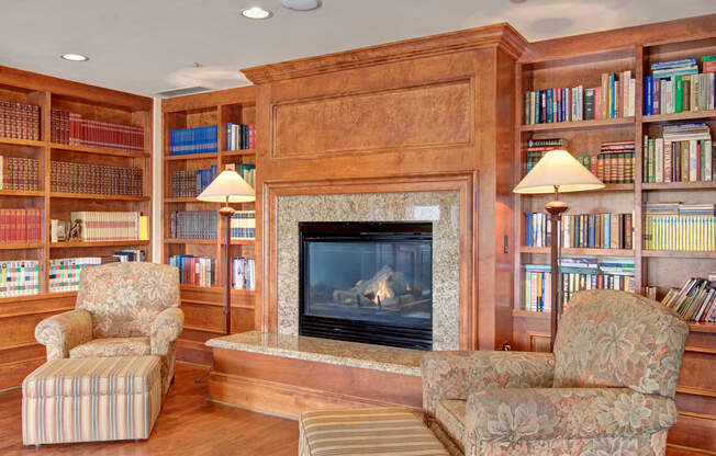 Stoneleigh Library with Fireplace