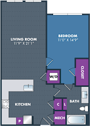 1 bed, 1 bath, 753 sqft, $1,672