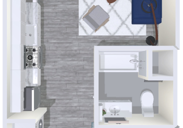 Studio, 1 bath, 436 sqft, $2,200, Unit 412 (Furnished)