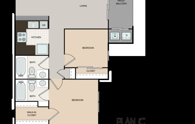 2 beds, 2 baths, 804 sqft, $1,239, Unit 0908