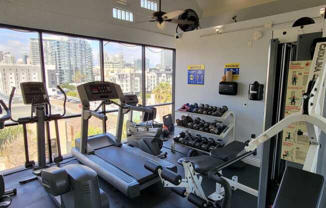 Exercise with a great view at the Atrium Apartments in San Diego, California.