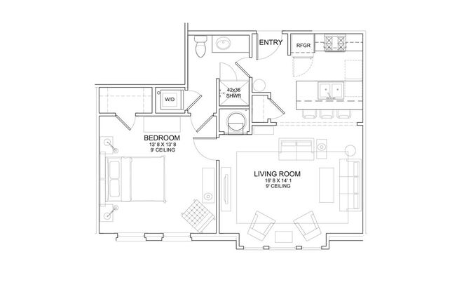 1 bed, 1 bath, 685 sqft, $1,300, Unit 307