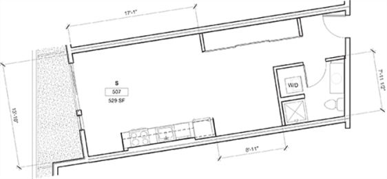 Studio, 1 bath, 485 sqft, $1,665