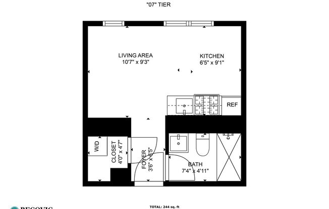 Studio, 1 bath, 212 sqft, $1,550, Unit 607