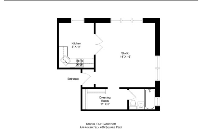 Studio, 1 bath, 475 sqft, $1,295, Unit 201