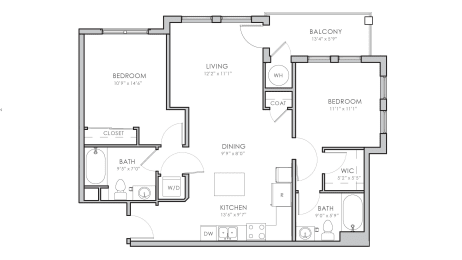 2 beds, 2 baths, 1,001 sqft, $2,250