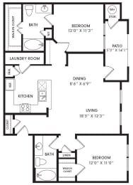 2 beds, 2 baths, 1,069 sqft, $1,458