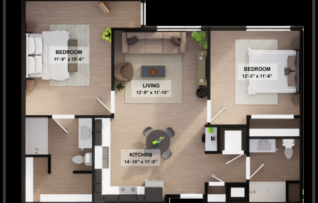 2 beds, 2 baths, 974 sqft, $1,750, Unit 121