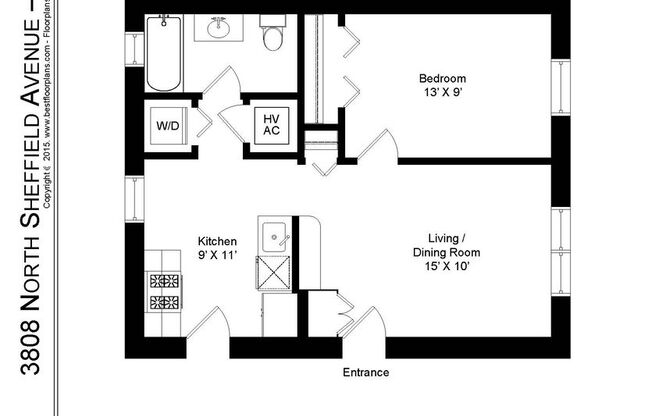 1 bed, 1 bath, 449 sqft, $2,195, Unit 3808S-3W