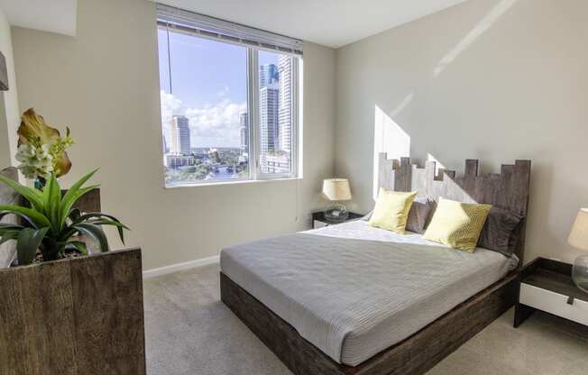 VU New River - Bedroom with Carpet and Large Window