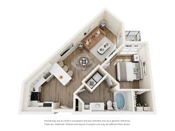 1 bed, 1 bath, 679 sqft, $1,490