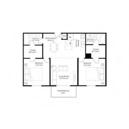 2 beds, 2 baths, 960 sqft, $1,203