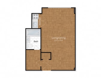 Studio, 1 bath, 358 sqft, $1,644