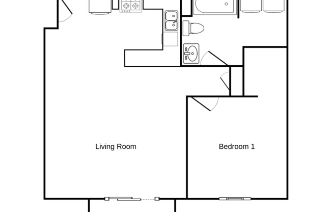 1 bed, 1 bath, 665 sqft, $975