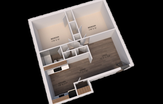 2 beds, 1 bath, 850 sqft, $815