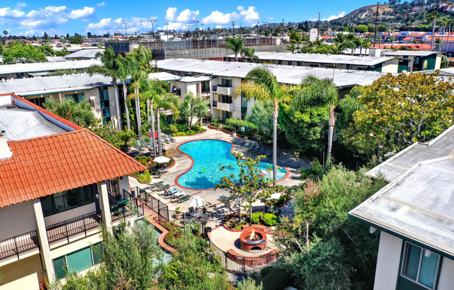 a view of the pool at residence inn at Willow Tree Apartments, California