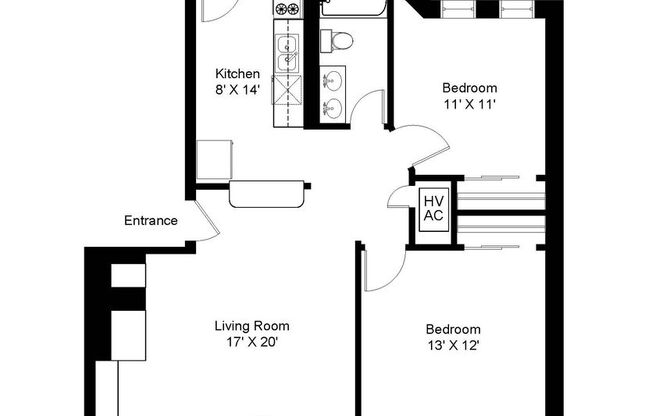 2 beds, 1 bath, 950 sqft, $3,500, Unit 877-D3