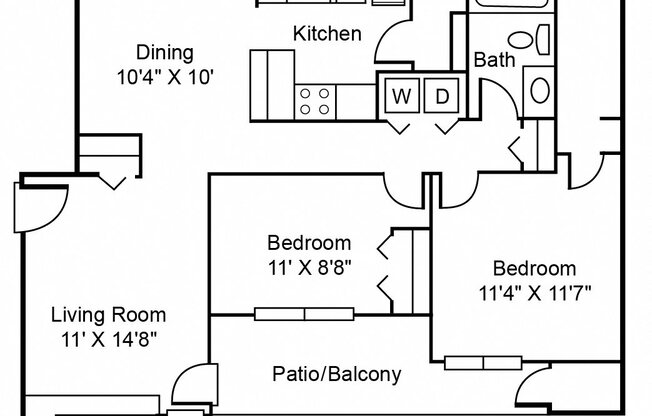 2 beds, 1 bath, 906 sqft, $1,315