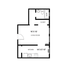 Studio, 1 bath, 430 sqft, $835