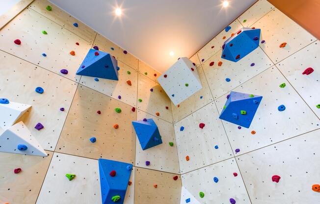 Elevate your fitness routine at Modera Woodstock with an on-site climbing wall, designed for an energizing and unique workout experience in the heart of Portland.