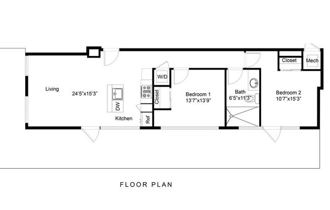 2 beds, 1 bath, 857 sqft, $2,905, Unit 605