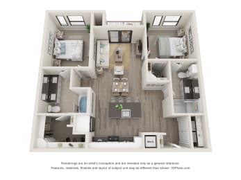 2 beds, 2 baths, 1,096 sqft, $2,347